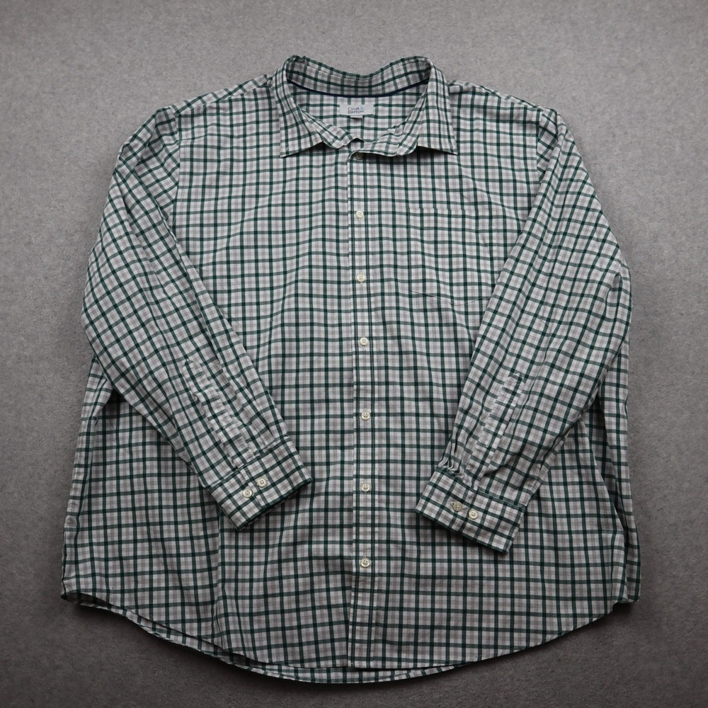 Croft & Barrow Button-Down Shirt Mens 3XB Gingham Green Grey Plaid Long Sleeve